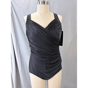 Miraclesuit Sanibel One Piece Swimsuit Black Plus Size 20W NWT Tummy Control